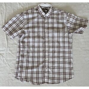 Duke's Bark American Sportswear Mens Plaid Short Sleeve Button Up Shirt Size L